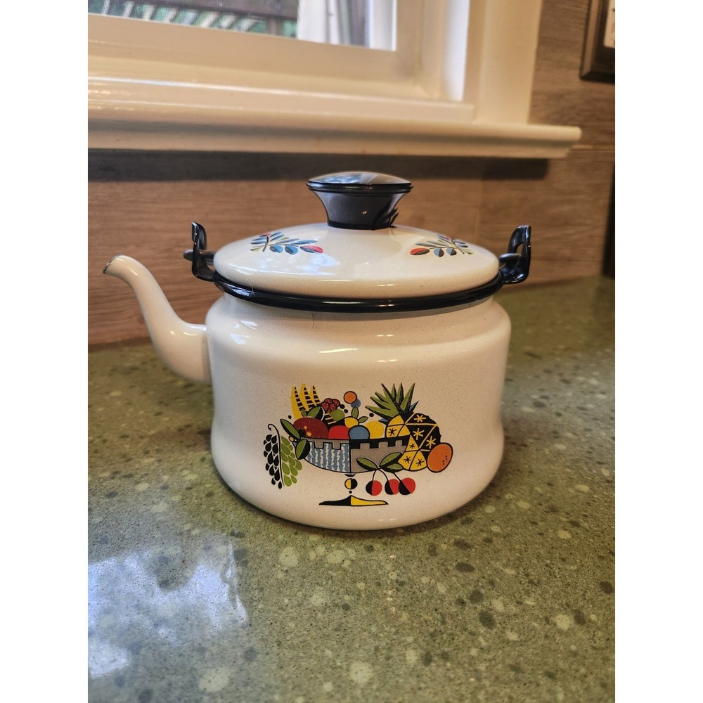 VTG MCM Georges Briard Fiesta Enamel Teapot